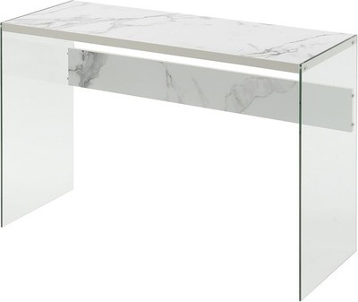 SoHo Console Table/Desk Faux White Marble