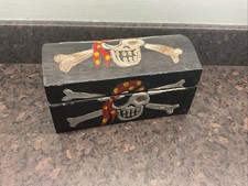 Kids Pirate Wooden Toy Chest Storage Box
