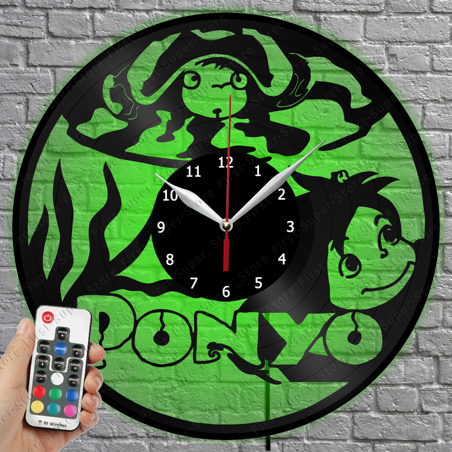 Ponyo LED Vinyl Record Wall Clock with Light 1278