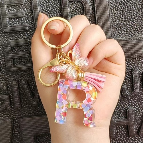 Cute Tassel Butterfly Keychain, 26 Letters, Car Keys/Purse Charm, Gift Idea - 第 22/50 張圖片