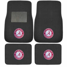 New 4pc NCAA Alabama Crimson Tide Car Truck SUV Front Rear Carpet Floor Mats Set
