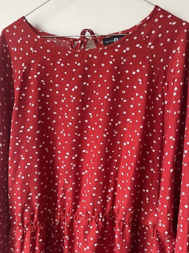 Daisy Street curve size 18 red white flowers dress long sleeve holiday Summer - Picture 2 of 18