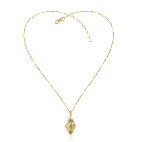 Collar Boho Colgante Chapado en Oro Aqua Calcedonia Joyería Para Regalo de Aniversario Foto 2 de 4