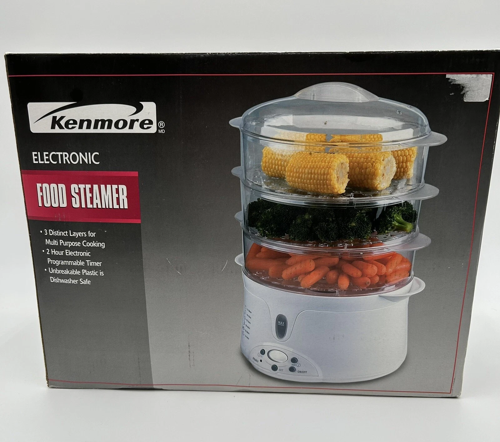 Kenmore Electonic Food & Vegetable Steamer Model 80921 3 Tier White NEW