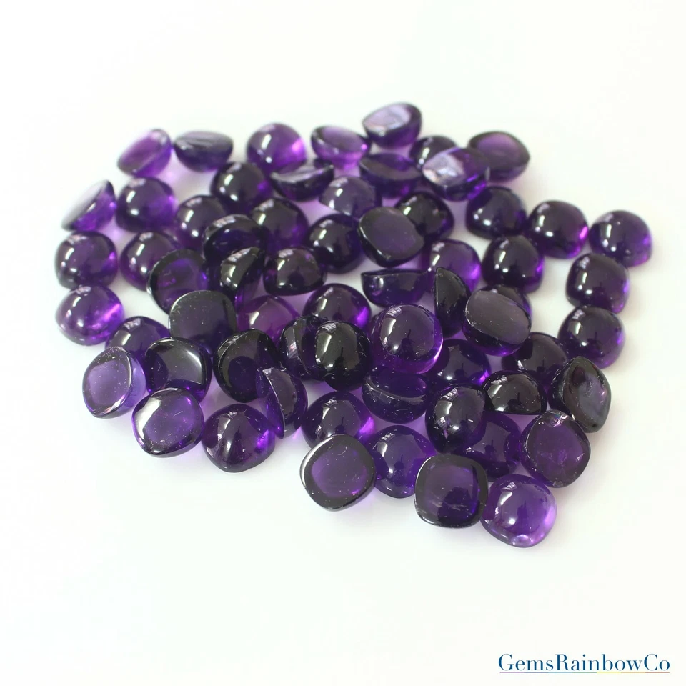 Cojín Natural Africano Amatista Púrpura 8 mm y 10 mm Cabujones Piedras Preciosas Sueltas Foto 4 de 4