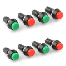 5pcs Push Button Switch Red Green Round 12mm Momentary Latching NO OFF-ON 2 Pin