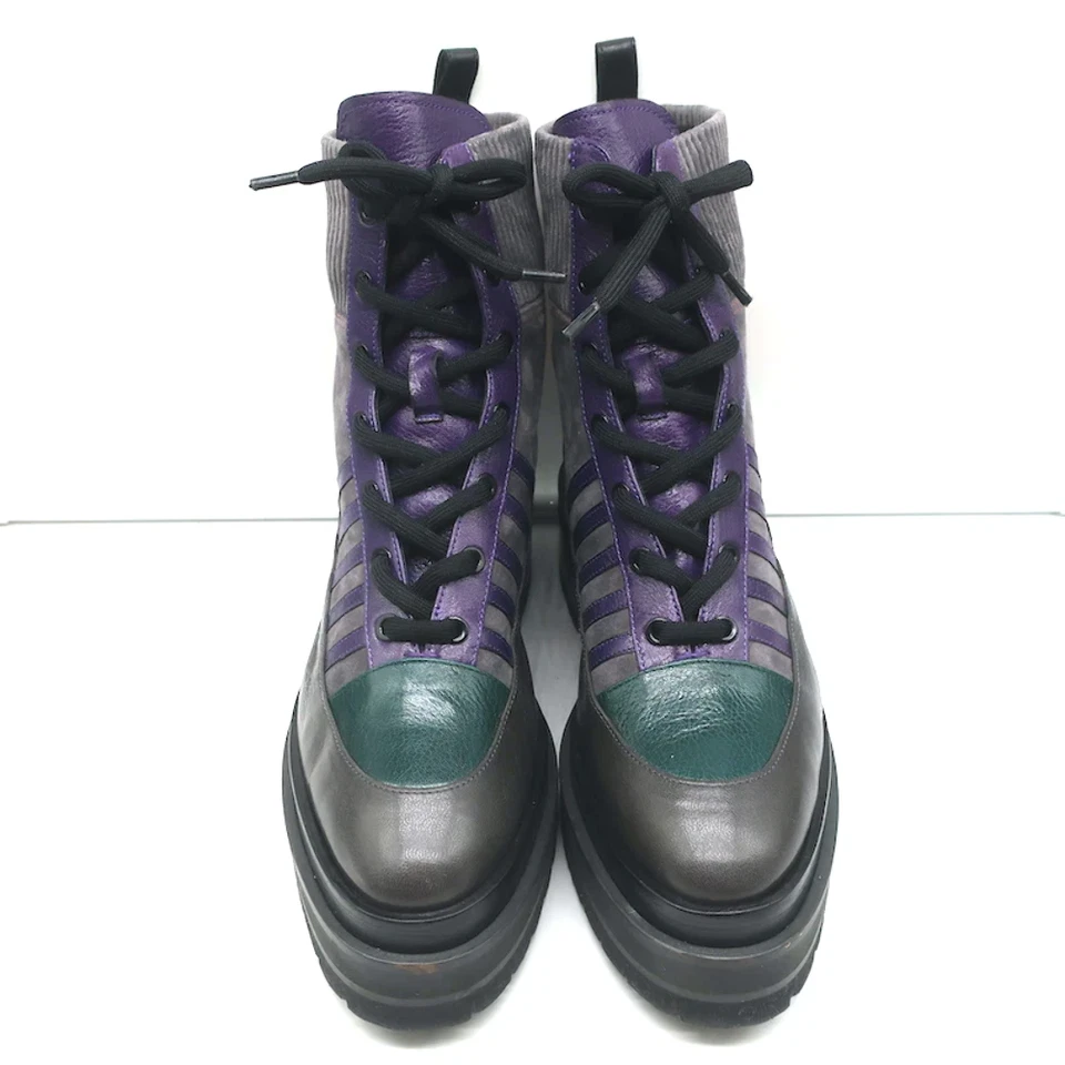 Botines Pierre Hardy Plataforma Con Cordones Nevada Gris Gamuza y Cuero Talla 41 Foto 4 de 4