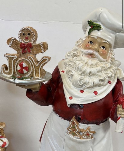 12" Santa & Mrs Claus Chef Baker Gingerbread Cookie Treat Candy Cane Christmas - Picture 6 of 6