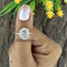 Moonstone Raw 925 Sterling Silver Women Ring Gift For Her Ring