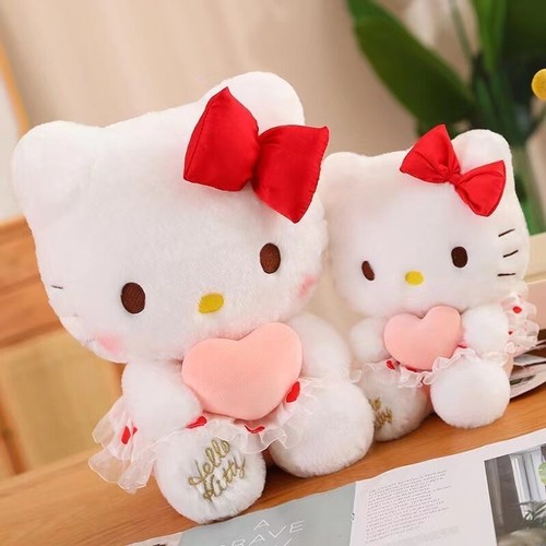 Sanrio Character Hello Kitty Peach Heart Stuffed Toy Doll  8 Inch (Small)