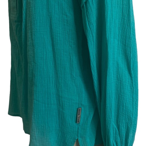 Blusa Bull Rush Mujer Talla XS 8-10 Algodón Calce Relajado Pestaña Frontal Manga Larga Verde - Imagen 8 de 13