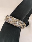 Gold Tone Setting, Vintage Style Glamorous Pave Crystal Cuff Bracelet, Ornate