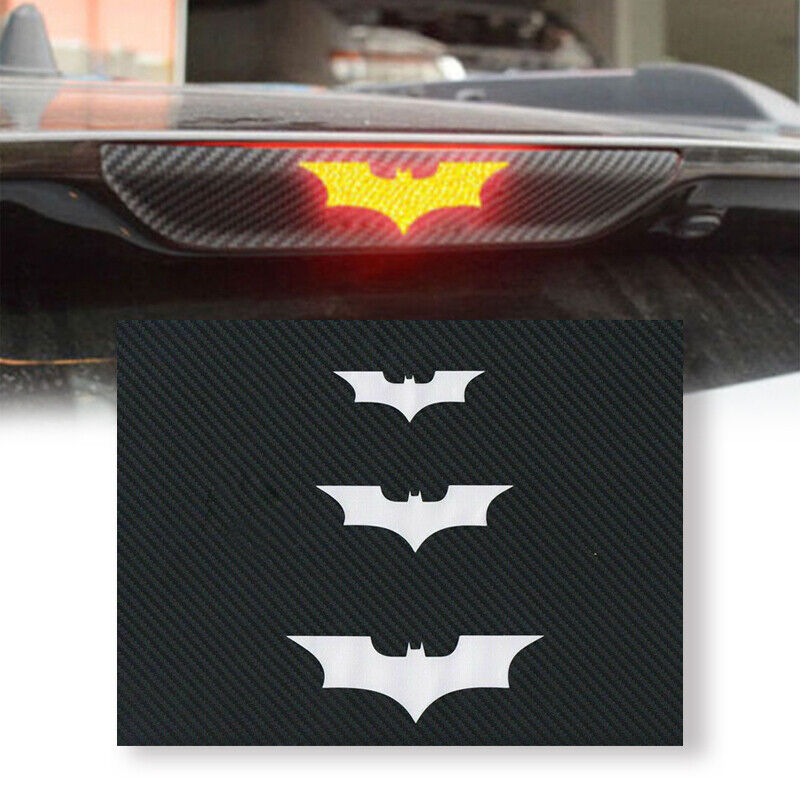 3x/Set coche 3D Luz Trasera De Freno De Batman Pegatina Calcomanía Accesorios De Fibra De Carbono Hazlo tú mismo