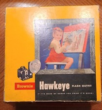 Vintage Kodak Brownie Hawkeye Flash Outfit Model Camera w/Original Box