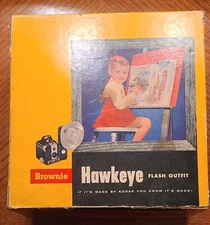 Vintage Kodak Brownie Hawkeye Flash Outfit Model Camera w/Original Box    
