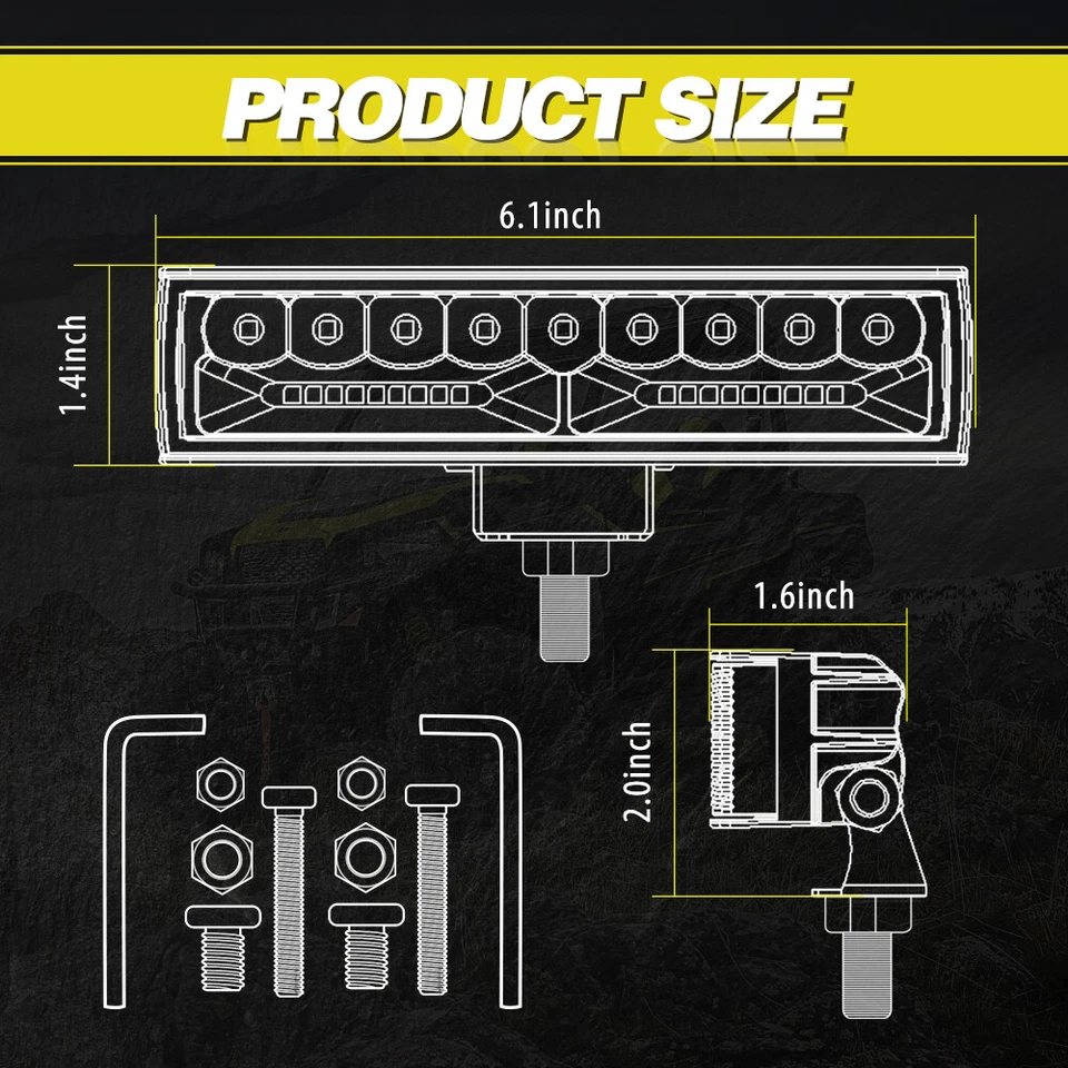 2X 6"Inch White Square Side Shooter Spot Flood Beam LED Pod Lights LED Light Bar - Image 2 of 4