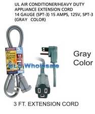 3ft Appliance AC Heavy-Duty Electrical Extension Power Cord Electric Cable Gray