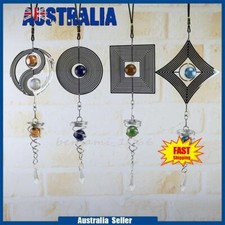 Metal Hanging Garden Wind Spinner Round Crystal Garden Or Home Ornament Decor AU