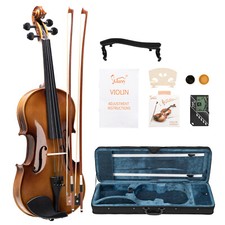 Glarry GV406 4/4 Acoustic Violin Kit Natural w/Square Case 2 Bows Extra String