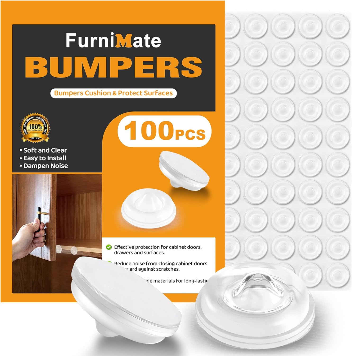 Cabinet Door Bumper- Cabinet Bumpers Clear Soft Close 100PCS, Cabinet Stoppers R