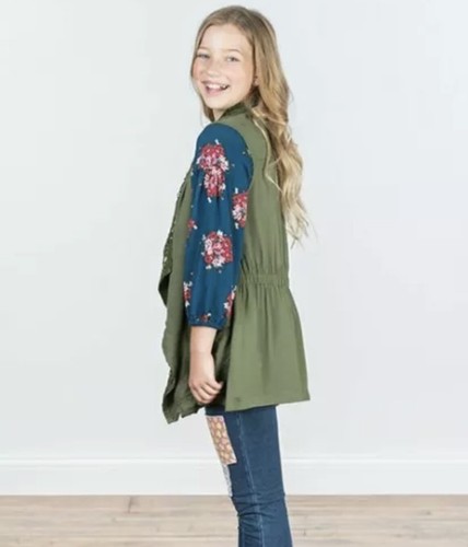 Matilda Jane 435 Tween Size 14 Olive Green Vest Thats The Ticket Crochet Cinch - Picture 2 of 9