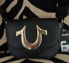 True Religion Mini Flap Horseshoe Logo Crossbody Bag Handbag Black