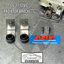 Radiator Brackets & ARP Stainless Steel Bolts for 06-11 Honda Civic 8th Gen ALL