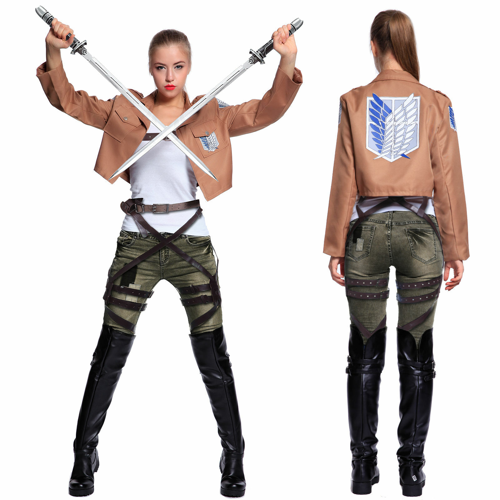  Anime Attack on Titan Shingeki no Kyojin Wings of Freedom  Cosplay Costume Halloween Uniform Suit (Coat,S) : Clothing, Shoes & Jewelry