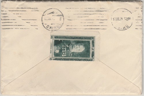FRANCIA-EGIPTO Antigua Etiqueta Cerrada Rara (Marshall OFERTA) Carta Atada 3X 50c. 1929 - Imagen 3 de 3