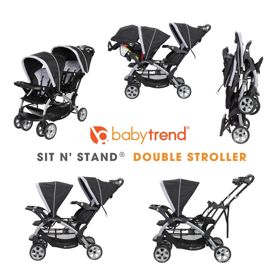 Baby Trend Sit N Stand Infant/Toddler Tandem Double Stroller, Stormy (Used) - Image 4 of 4