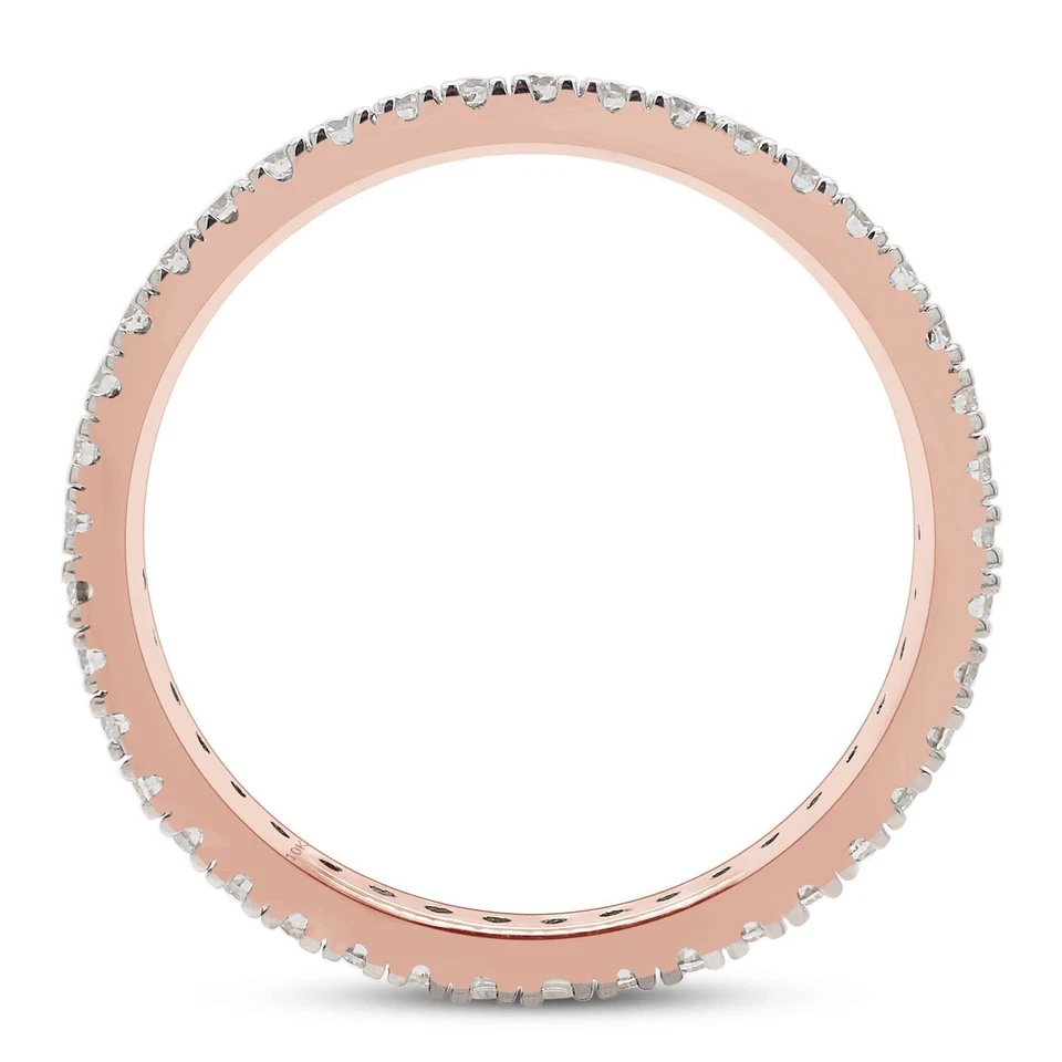 Alianza de boda apilable de eternidad completa de moissanita de laboratorio de 1/2 quilate de oro de 10 k o 14 quilates Foto 4 de 4