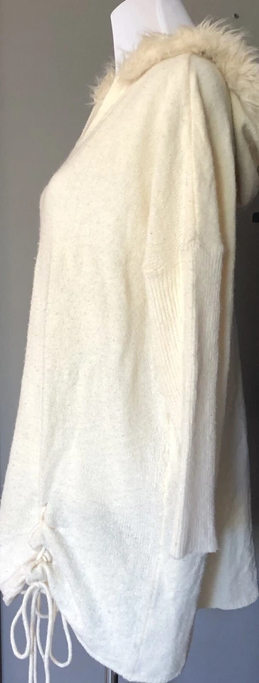 Suéter túnica con capucha Ashley Stewart para mujer 14-16 pulóver de piel sintética acanalada boho Foto 4 de 4