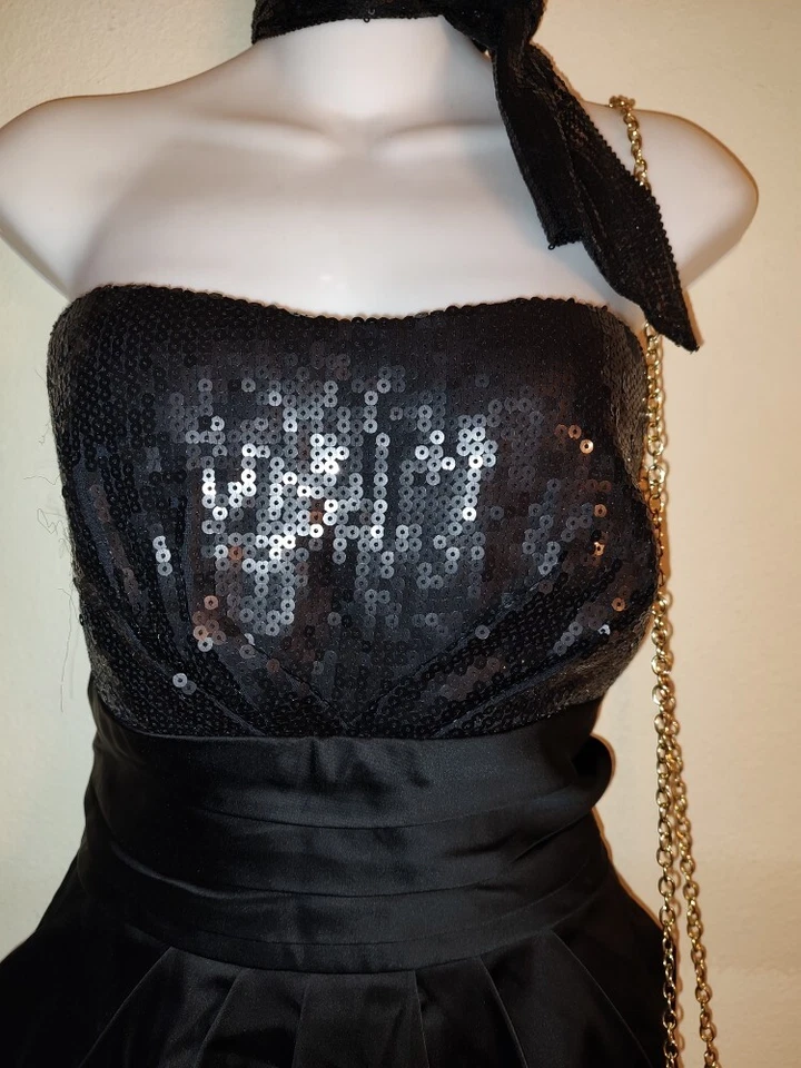 女式 3 件装:轮盘赌派对礼服尺寸 12 & 黑色钱包和黑色亮片围巾 — 第 2/4 张图片