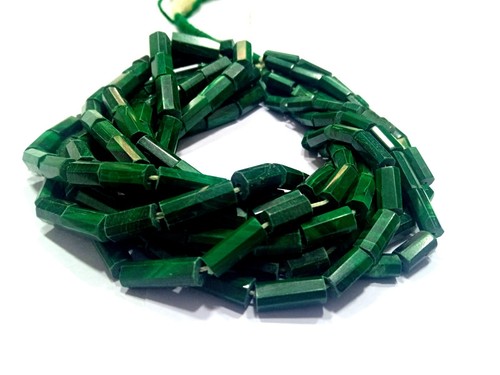 PERLINE TUBO MALACHITE TUBO TAGLIO SFACCETTATO 5X7-6X14MM GEMMA SCIOLTA 9" POLLICI 1 FILO - Foto 8 di 10