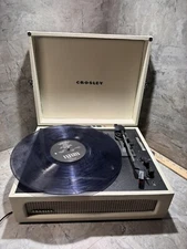 Crosley CR8017B-AM Voyager Vintage Portable Vinyl Record Player Turntable wit...