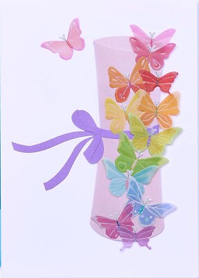 Papyrus 3D Vellum Glitter Butterflies Graduation Greeting Card