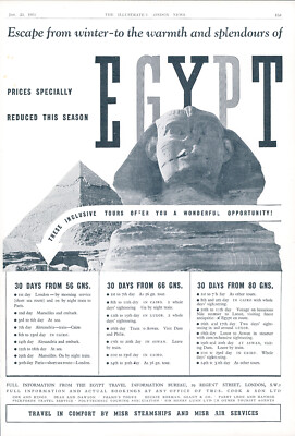1937 Advertising Print TRAVEL HOLIDAY EGYPT SPHINX PYRAMIDS (ADTE2)