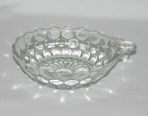 Anchor Hocking Glass BUBBLE Crystal 1-Handled Candy or Fruit Bowl