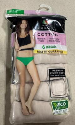 6 Pack Fruit of the Loom Signature Cotton Bikini Panty Beige Neutral Sz 5,6,7,8