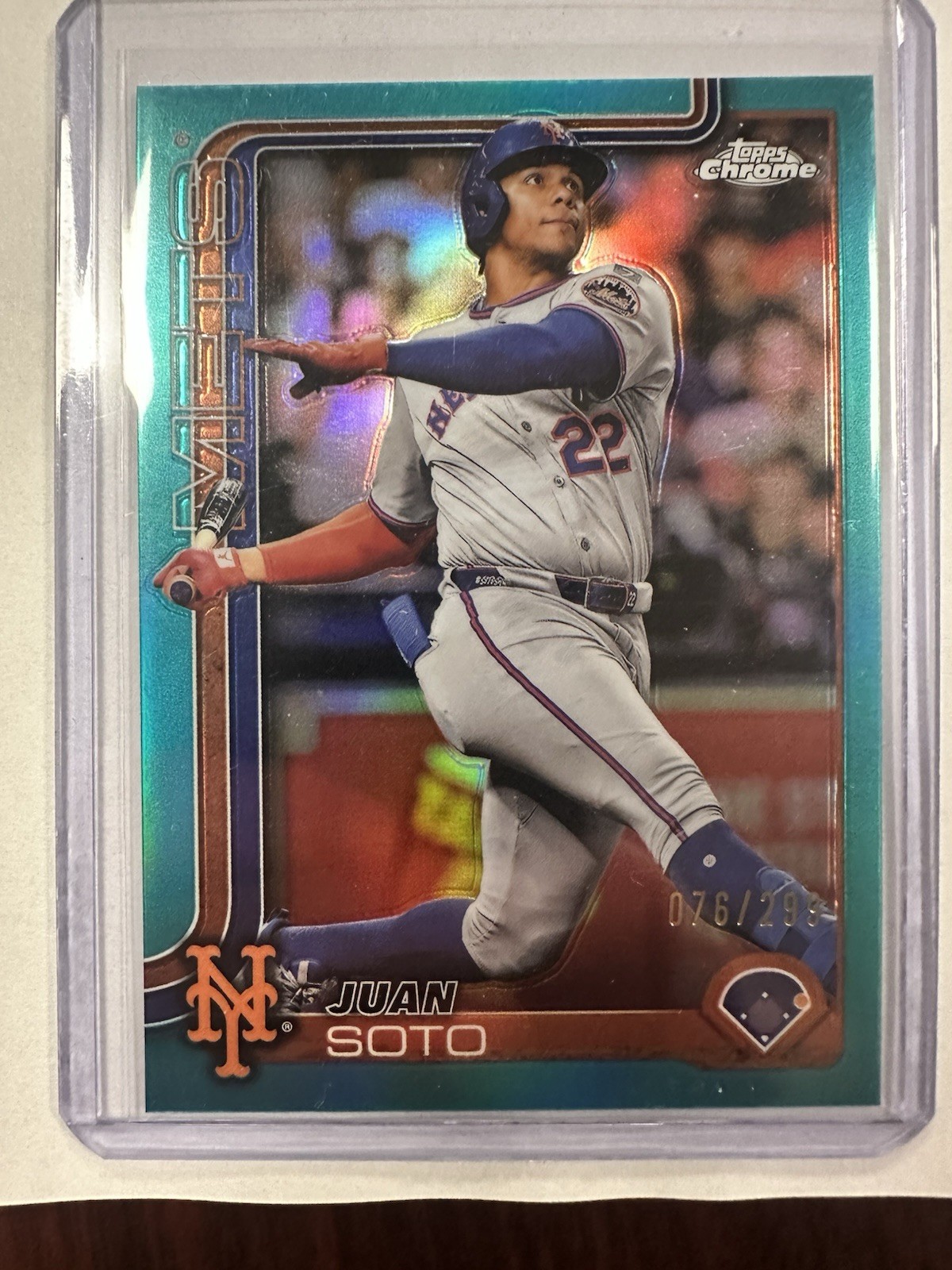 2025 TOPPS CHROME #200 JUAN SOTO SP TEAL REFRACTOR  /299 NEW YORK METS