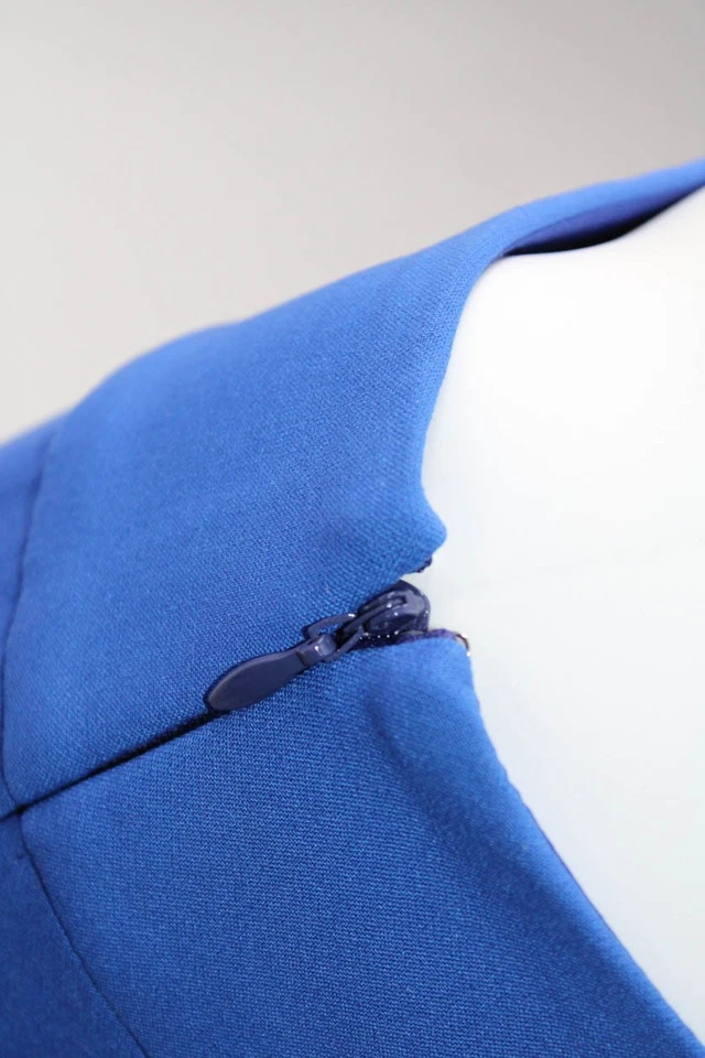 Pantalones Artelier Nicole Miller Mujer Frente Plano Recortados Pierna Ancha Azul Talla 6 Foto 4 de 4