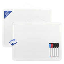 Small White Board for Wall, 11" x 14" Mini Dry Erase Board with Plastic Frame...