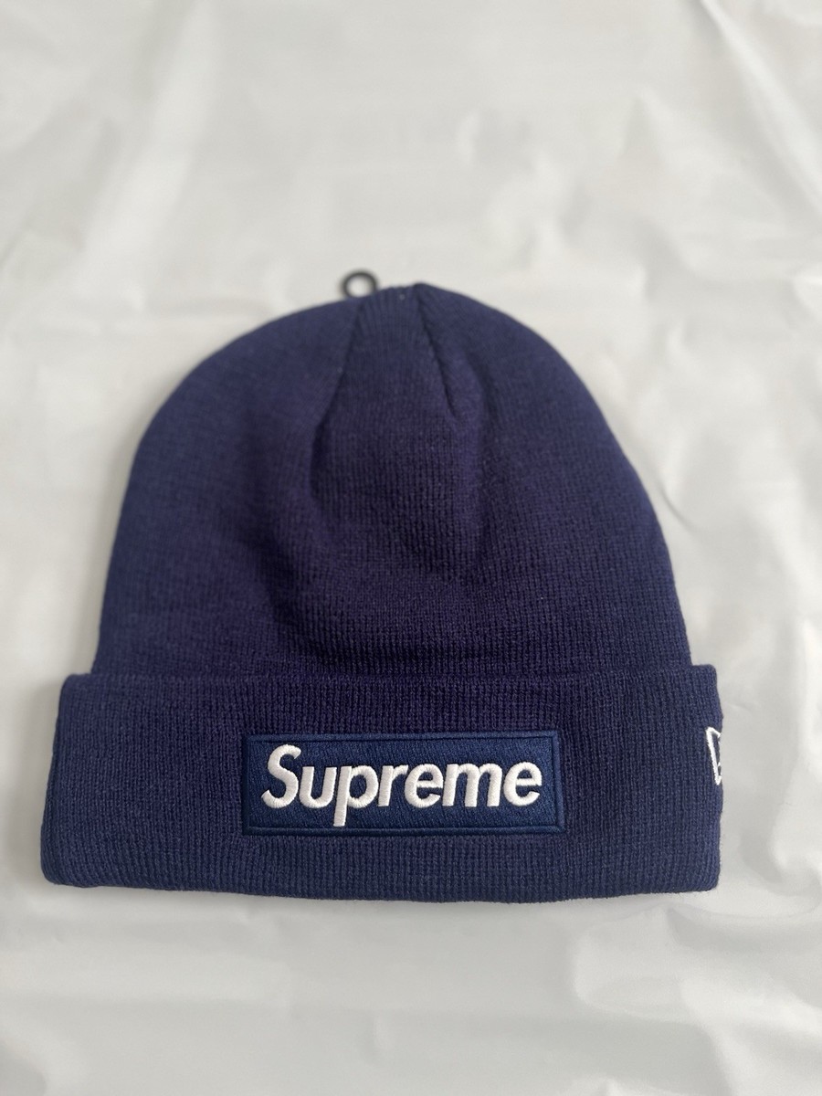 Supreme x New Era FW21 Box Logo Beanie Washed Navy | eBay