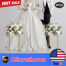 5pcs Gold Wedding Flower Balls Stand Metal Flower Vase Holder Centerpieces Decor