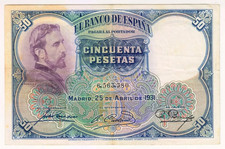 1931 Spain 50 Pesetas 6563380 Paper Money Banknotes Currency