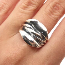 HAGIT GORALI 925 Sterling Silver Vintage Israel Modernist Oxidized Ring Size 8
