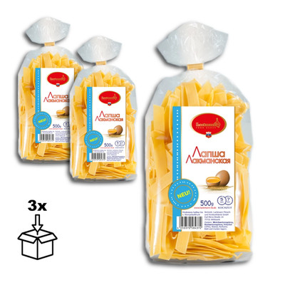 Lackmann Breite Bandnudeln mit zwei Eiern - 3 x 500g
