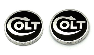 Colt Firearms Factory 5/8th inch Black Enamel & Nickel Colt Grip Medallions