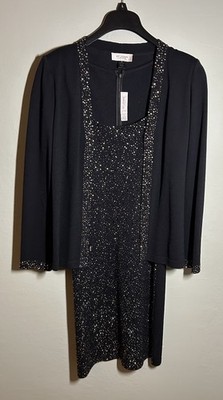 St. John Evening Two-Piece Set Sleeveless Dress (6) And Jacket (M), Pristine