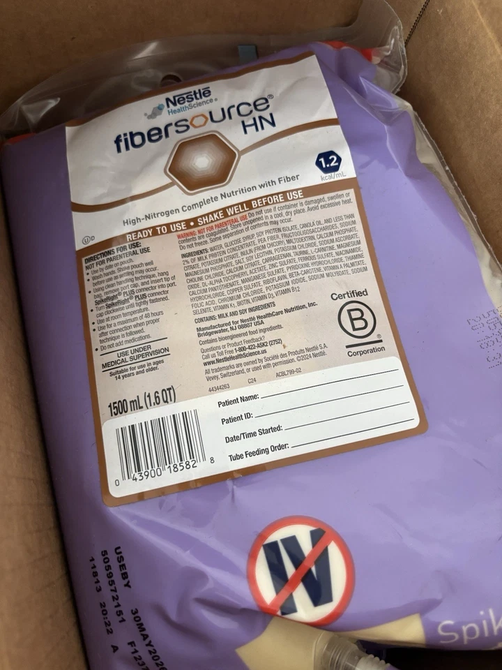 Fórmula nutricional de alimentación con tubo Nestlé Fibersource HN sin sabor 1500 ml 6 unidades Foto 2 de 3